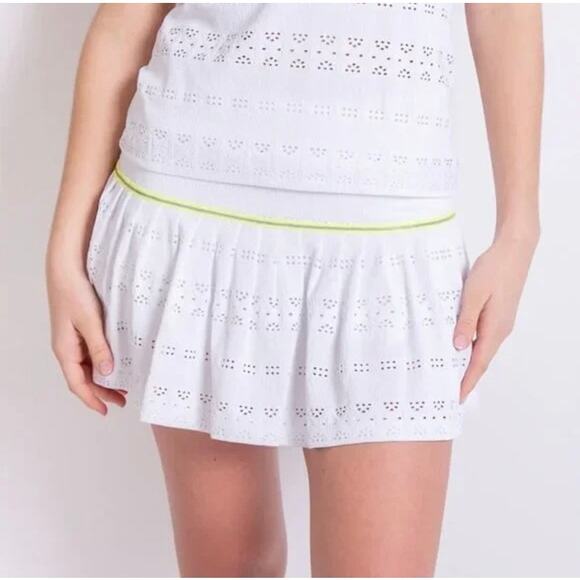 EUC L’Etoile Sport x Veronica Beard Pointelle Knit White Tennis Skirt M Eyelet - Picture 1 of 16